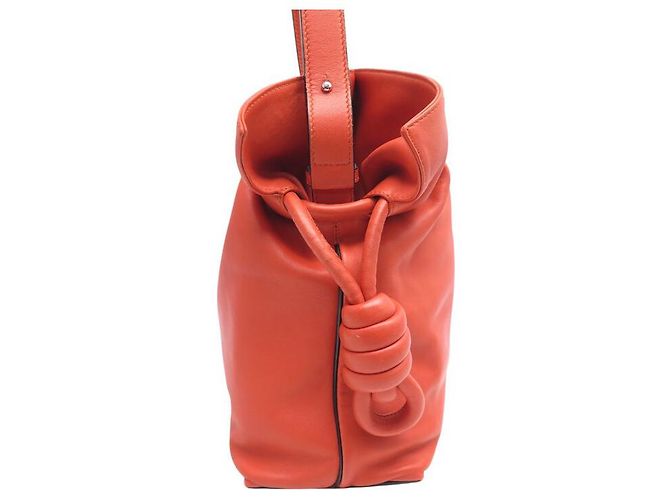 BORSA A MANO LOEWE FLAMENCO CON TRACOLLA IN PELLE ARANCIONE - vista 4
