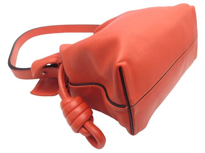BORSA A MANO LOEWE FLAMENCO CON TRACOLLA IN PELLE ARANCIONE - vista 5