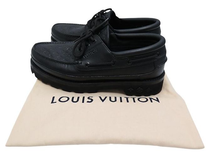 SCARPE LOUIS VUITTON DERBY LV RANGERS 08 42 IN PELLE GRANA NERA MONOGRAMMA Nero - vista 12
