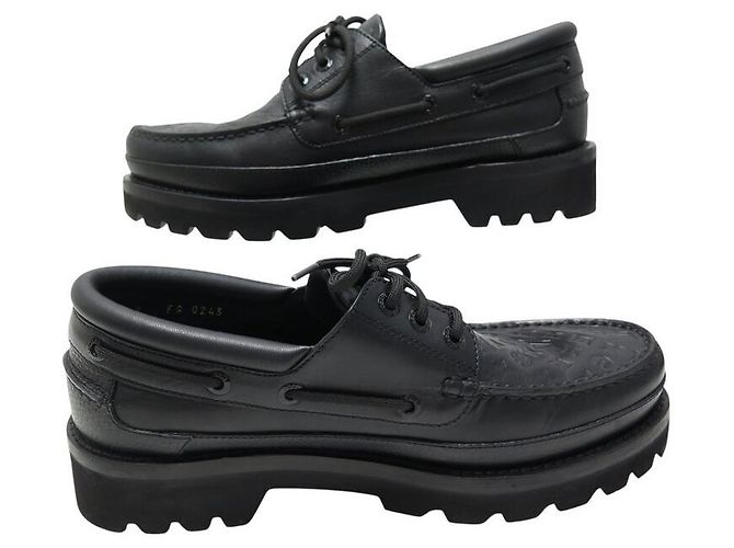 SCARPE LOUIS VUITTON DERBY LV RANGERS 08 42 IN PELLE GRANA NERA MONOGRAMMA Nero - vista 2