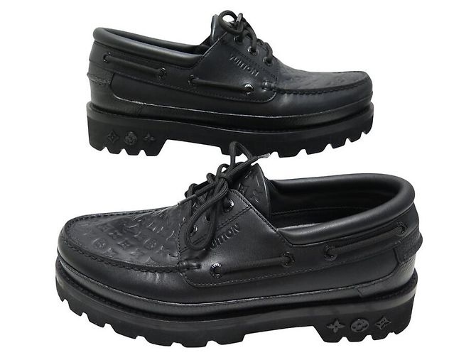 SCARPE LOUIS VUITTON DERBY LV RANGERS 08 42 IN PELLE GRANA NERA MONOGRAMMA Nero - vista 3