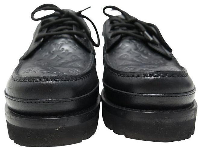 SCARPE LOUIS VUITTON DERBY LV RANGERS 08 42 IN PELLE GRANA NERA MONOGRAMMA Nero - vista 4