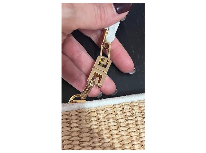 Pochette Givenchy New Pelle Paglia Bianco Beige - vista 5