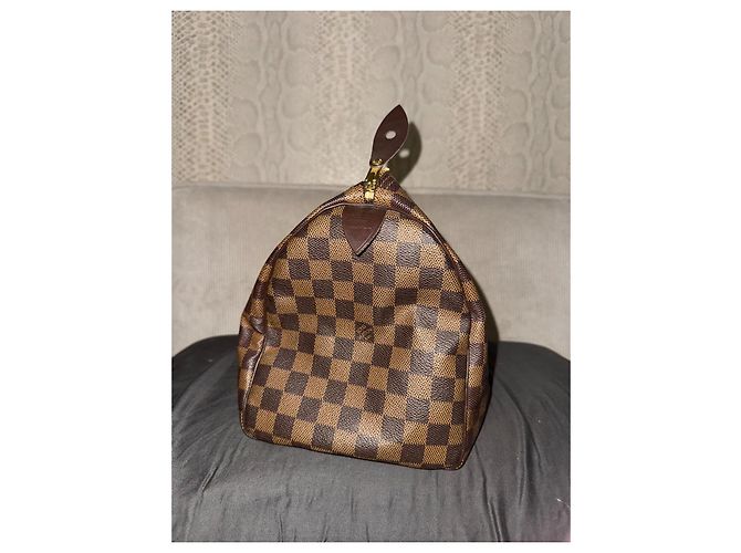 Louis Vuitton Speedy 30 Damier Ebano Borsa in pelle marrone - vista 11