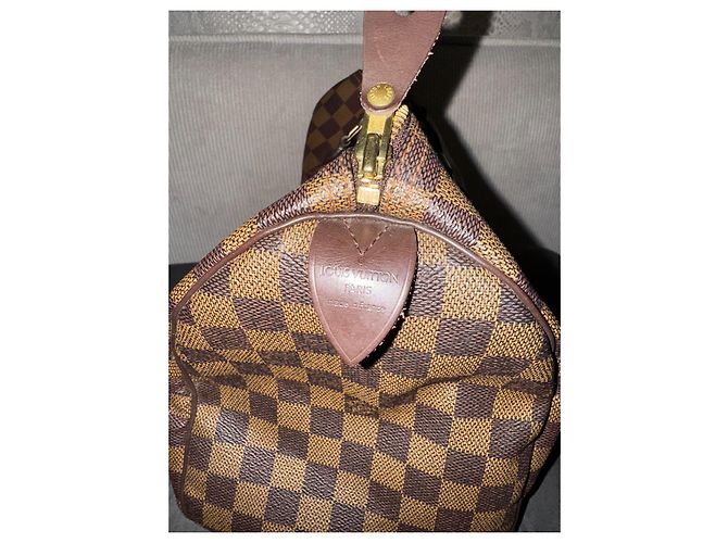 Louis Vuitton Speedy 30 Damier Ebano Borsa in pelle marrone - vista 13