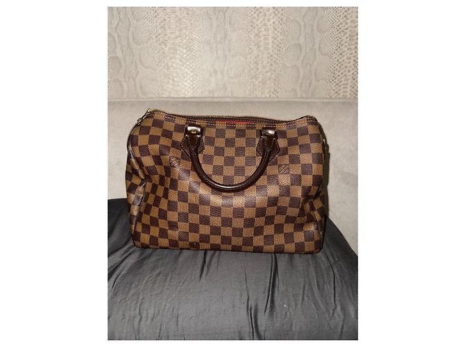 Louis Vuitton Speedy 30 Damier Ebano Borsa in pelle marrone - vista 2