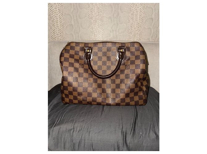Louis Vuitton Speedy 30 Damier Ebano Borsa in pelle marrone - vista 9