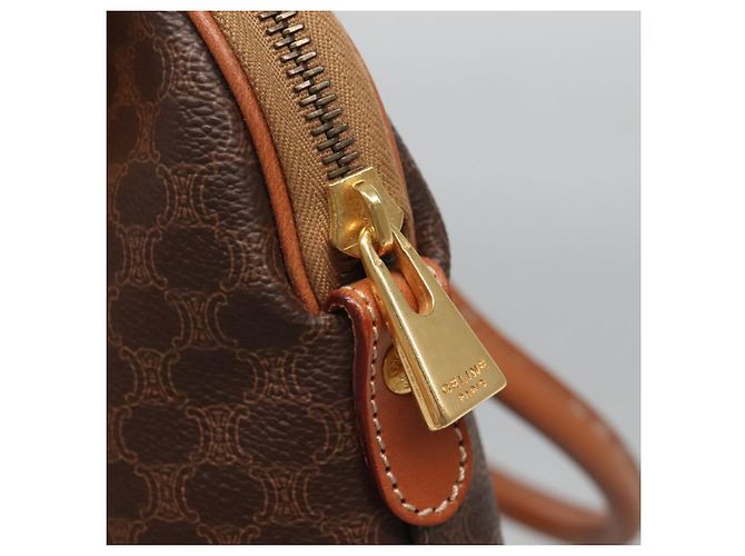 Céline Borsa a mano in tela Macadam CELINE in pelle PVC marrone oro Auth gh019 D'oro - vista 10