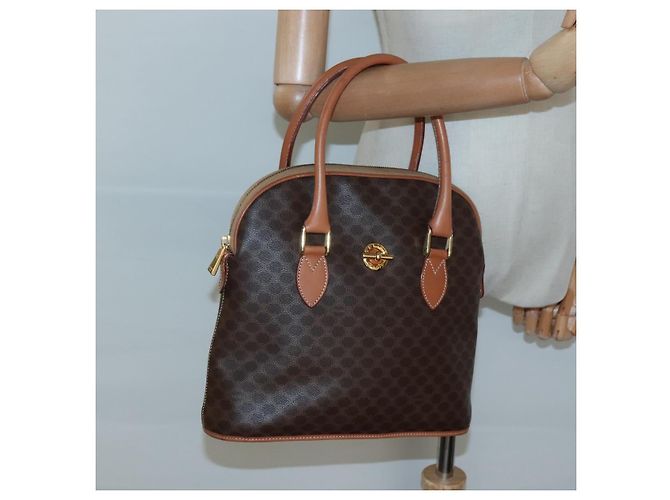 Céline Borsa a mano in tela Macadam CELINE in pelle PVC marrone oro Auth gh019 D'oro - vista 20