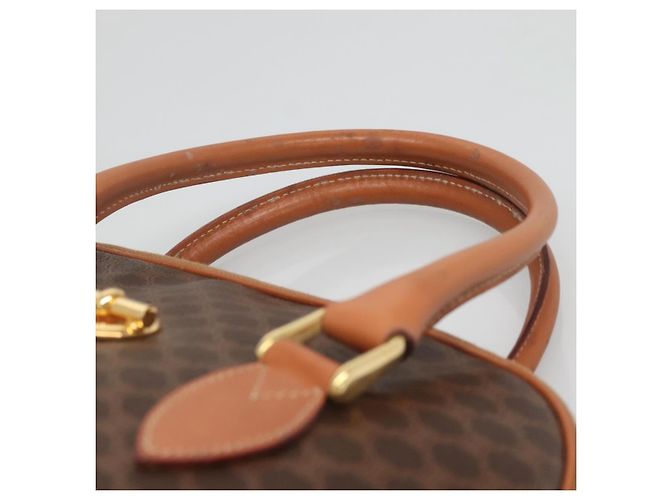 Céline Borsa a mano in tela Macadam CELINE in pelle PVC marrone oro Auth gh019 D'oro - vista 8