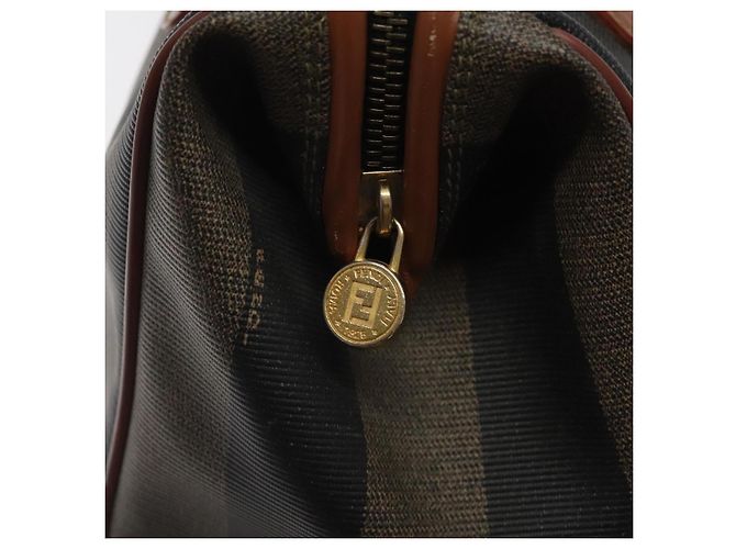 Pequin Borsa a mano in tela FENDI Pecan marrone nero oro Auth yk18138 D'oro - vista 10
