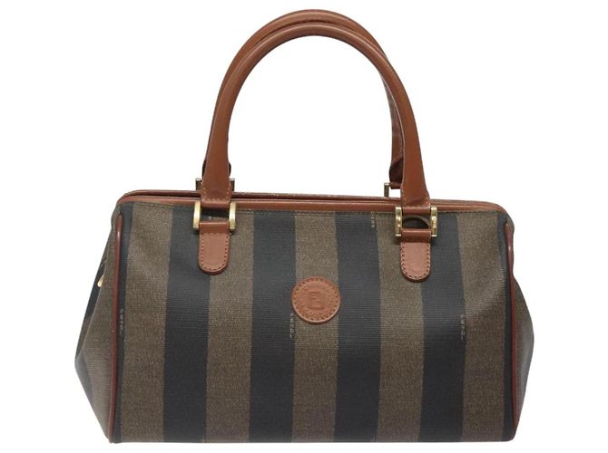 Pequin Borsa a mano in tela FENDI Pecan marrone nero oro Auth yk18138 D'oro - vista 13