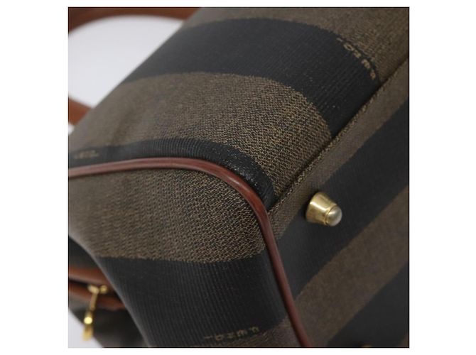 Pequin Borsa a mano in tela FENDI Pecan marrone nero oro Auth yk18138 D'oro - vista 14