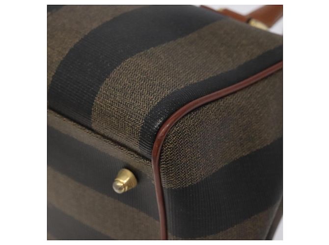 Pequin Borsa a mano in tela FENDI Pecan marrone nero oro Auth yk18138 D'oro - vista 15