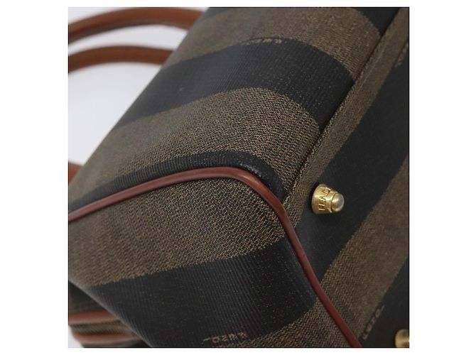 Pequin Borsa a mano in tela FENDI Pecan marrone nero oro Auth yk18138 D'oro - vista 16
