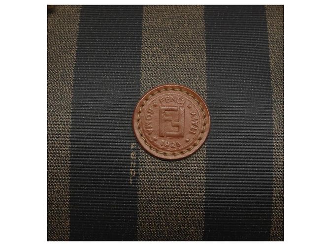 Pequin Borsa a mano in tela FENDI Pecan marrone nero oro Auth yk18138 D'oro - vista 17
