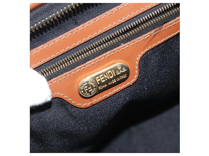 Pequin Borsa a mano in tela FENDI Pecan marrone nero oro Auth yk18138 D'oro - vista 18