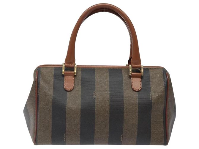 Pequin Borsa a mano in tela FENDI Pecan marrone nero oro Auth yk18138 D'oro - vista 2