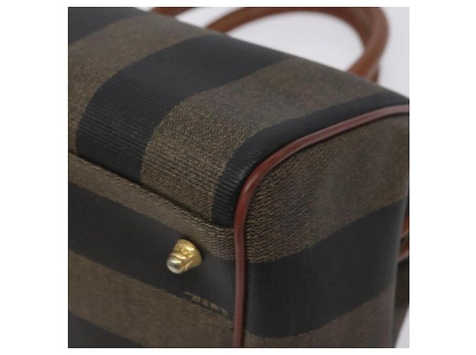Pequin Borsa a mano in tela FENDI Pecan marrone nero oro Auth yk18138 D'oro - vista 9