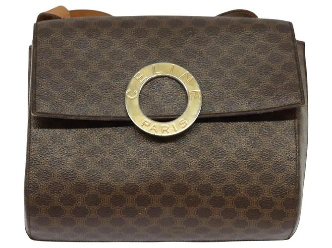 Céline CELINE Macadam Canvas Schultertasche, PVC-Leder, braun, gold, authentisch, bs25458 Golden - Ansicht 13