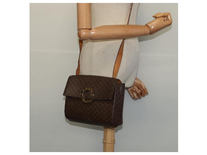 Céline CELINE Macadam Canvas Schultertasche, PVC-Leder, braun, gold, authentisch, bs25458 Golden - Ansicht 23
