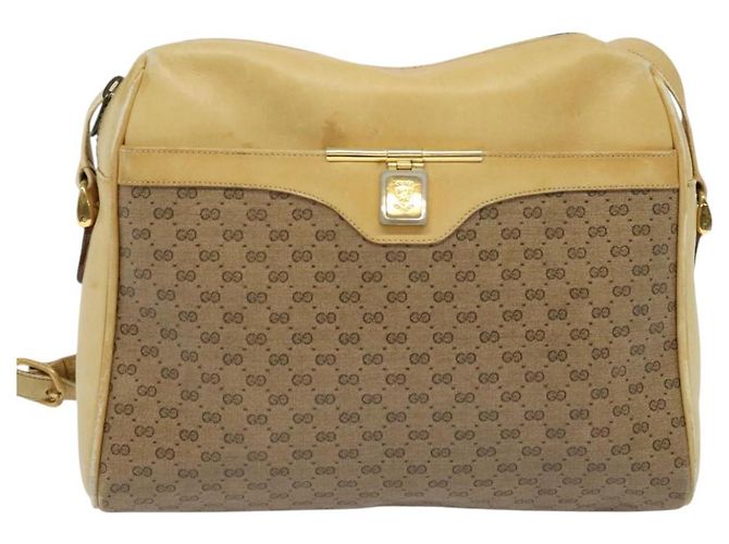 GUCCI Micro GG Supreme Shoulder Bag PVC Beige Gold Auth sw596 Golden - view 13