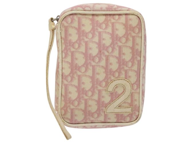 Pochette in tela Trotter Christian Dior PVC Rosa Argento Auth ep8923 - vista 13