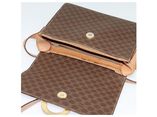 Céline CELINE Macadam Canvas Schultertasche, PVC-Leder, braun, gold, authentisch 123825 Golden - Ansicht 10