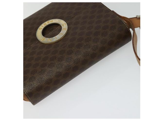 Céline CELINE Macadam Canvas Schultertasche, PVC-Leder, braun, gold, authentisch 123825 Golden - Ansicht 6