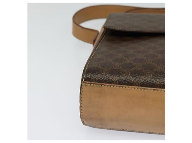 Céline CELINE Macadam Canvas Schultertasche, PVC-Leder, braun, gold, authentisch 123825 Golden - Ansicht 9