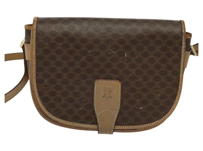 Céline Borsa a spalla in tela Macadam CELINE in pelle PVC marrone oro Auth sw561 D'oro - vista 13