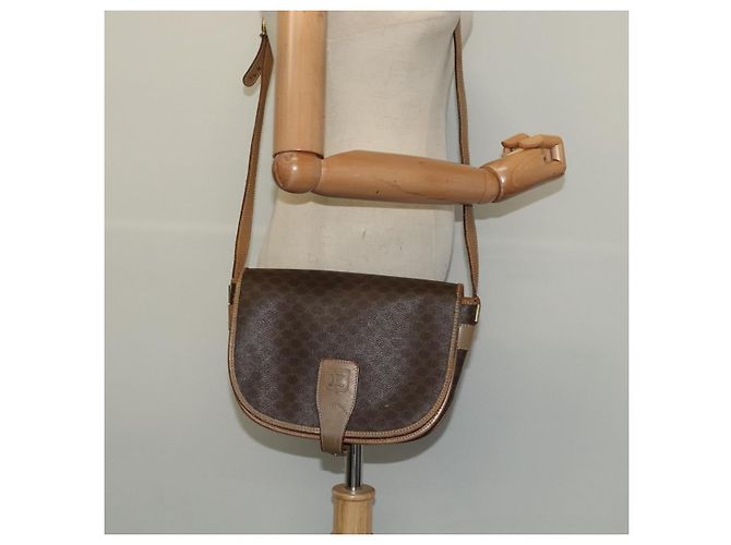 Céline Borsa a spalla in tela Macadam CELINE in pelle PVC marrone oro Auth sw561 D'oro - vista 22
