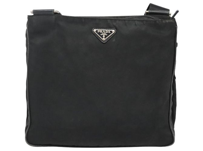 PRADA Borsa a Spalla in Nylon Nera Argento Autentica 124085 Nero - vista 13