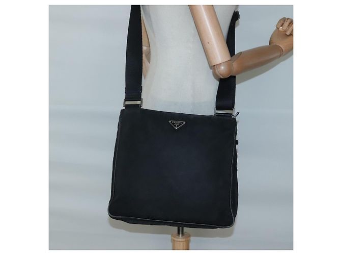 PRADA Borsa a Spalla in Nylon Nera Argento Autentica 124085 Nero - vista 26