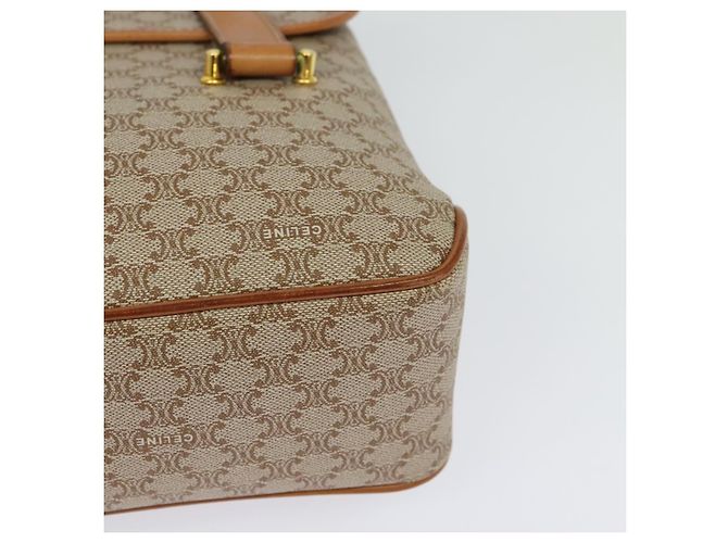 Céline Borsa a mano in tela Macadam CELINE PVC beige oro Auth sw601 D'oro - vista 16