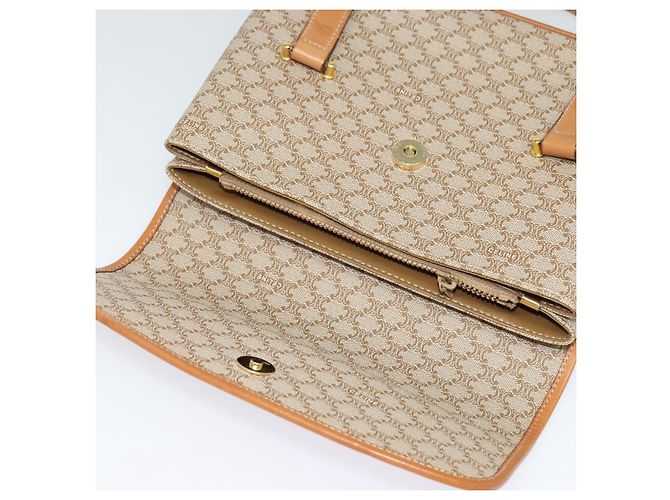 Céline Borsa a mano in tela Macadam CELINE PVC beige oro Auth sw601 D'oro - vista 18