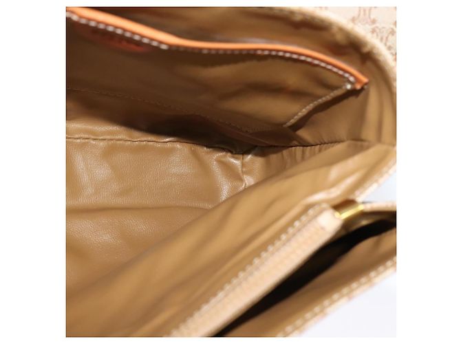 Céline Borsa a mano in tela Macadam CELINE PVC beige oro Auth sw601 D'oro - vista 20