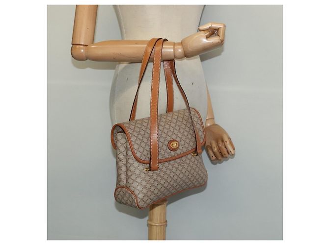 Céline Borsa a mano in tela Macadam CELINE PVC beige oro Auth sw601 D'oro - vista 24