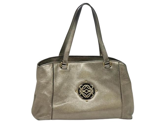 LOEWE Bolsa Anagrama de Cuero Dorado Auth yk18146 - vista 13