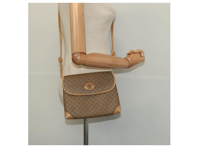 Gucci Borsa a Spalla Micro GG Supreme PVC Beige Oro 007 49 5548 Auth gh098 D'oro - vue 22