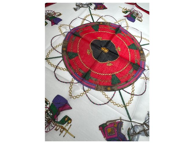 Céline Sciarpa vintage Celine rossa nera bianca Multicolore - vista 5