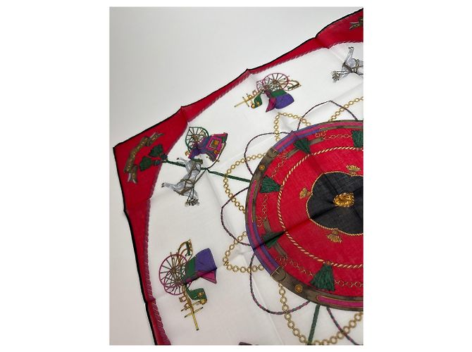 Céline Sciarpa vintage Celine rossa nera bianca Multicolore - vista 6