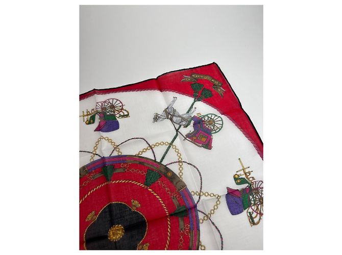 Céline Sciarpa vintage Celine rossa nera bianca Multicolore - vista 7