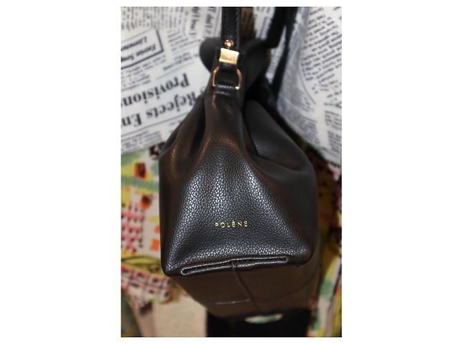 Borsa a mano Polène Number Nine in pelle nera Nero - vista 14