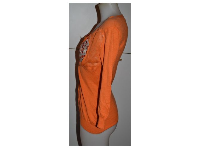 Cárdigan Pinko naranja algodón cachemira M - vista 4