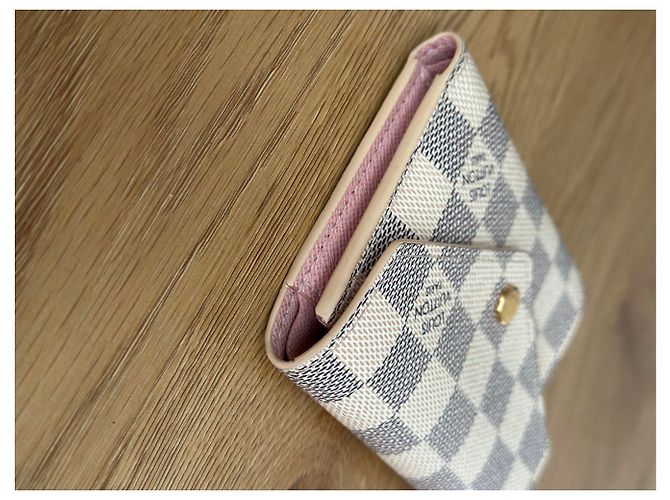 Louis Vuitton Cartera Victorine Vallet en lona Damier Azur Rosa Beige Gris - vista 12