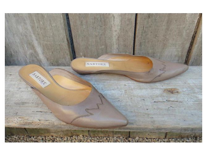Mules Sartore in pelle beige - vista 2