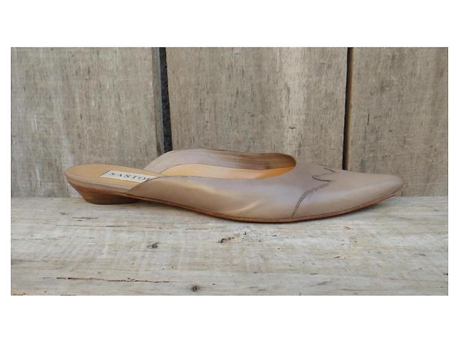 Mules Sartore in pelle beige - vista 7