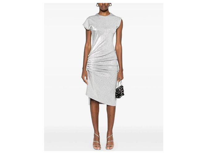 Paco Rabanne gerafftes Kleid mit metallischem Effekt Silber - Ansicht 2