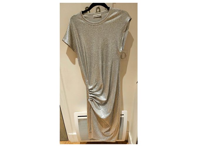 Paco Rabanne gerafftes Kleid mit metallischem Effekt Silber - Ansicht 3